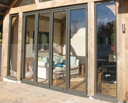 aluminium bifold doors grey, grey bifolding doors, 6 panel aluminium bifold doors