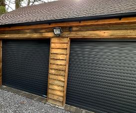 Garage doors on timber garage 